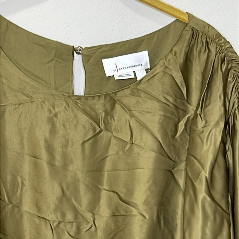 By Anthropologie Balloon-Sleeve Silky Blouse - Picture 3 of 7